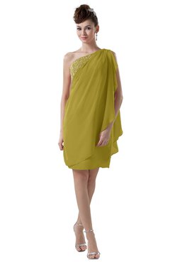 ColsBM Layla Golden Olive Informal Sheath Backless Chiffon Knee Length Paillette Homecoming Dresses