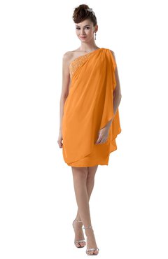 ColsBM Layla Orange Informal Sheath Backless Chiffon Knee Length Paillette Homecoming Dresses