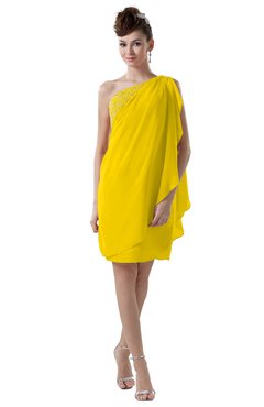 ColsBM Layla Yellow Informal Sheath Backless Chiffon Knee Length Paillette Homecoming Dresses