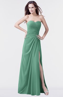 ColsBM Mary Beryl Green Elegant A-line Sweetheart Sleeveless Floor Length Pleated Bridesmaid Dresses