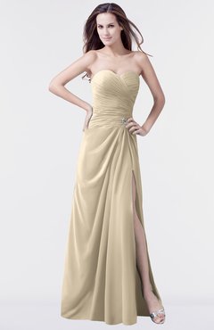 ColsBM Mary Champagne Elegant A-line Sweetheart Sleeveless Floor Length Pleated Bridesmaid Dresses