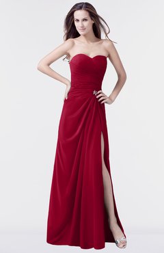 ColsBM Mary Dark Red Elegant A-line Sweetheart Sleeveless Floor Length Pleated Bridesmaid Dresses
