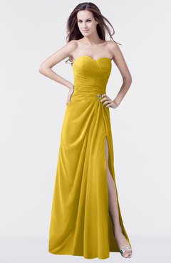 ColsBM Mary Lemon Curry Elegant A-line Sweetheart Sleeveless Floor Length Pleated Bridesmaid Dresses