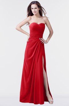 ColsBM Mary Red Elegant A-line Sweetheart Sleeveless Floor Length Pleated Bridesmaid Dresses
