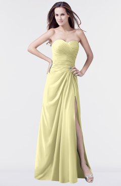 ColsBM Mary Soft Yellow Elegant A-line Sweetheart Sleeveless Floor Length Pleated Bridesmaid Dresses