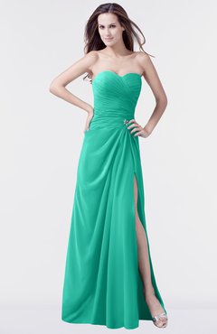 ColsBM Mary Viridian Green Elegant A-line Sweetheart Sleeveless Floor Length Pleated Bridesmaid Dresses