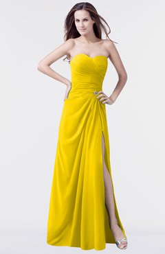 ColsBM Mary Yellow Elegant A-line Sweetheart Sleeveless Floor Length Pleated Bridesmaid Dresses