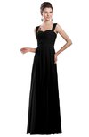 ColsBM Alena Black Simple A-line Sleeveless Chiffon Floor Length Pleated Evening Dresses