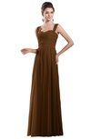 ColsBM Alena Brown Simple A-line Sleeveless Chiffon Floor Length Pleated Evening Dresses