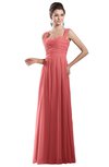 ColsBM Alena Coral Simple A-line Sleeveless Chiffon Floor Length Pleated Evening Dresses