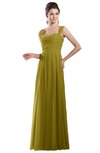 ColsBM Alena Golden Olive Simple A-line Sleeveless Chiffon Floor Length Pleated Evening Dresses