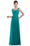 ColsBM Alena Teal Simple A-line Sleeveless Chiffon Floor Length Pleated Evening Dresses