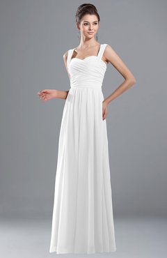 ColsBM Alena White Simple A-line Sleeveless Chiffon Floor Length Pleated Evening Dresses