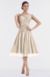 ColsBM Alissa Cream Tan Cute A-line Sleeveless Knee Length Ruching Bridesmaid Dresses