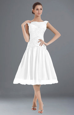 ColsBM Alissa White Cute A-line Sleeveless Knee Length Ruching Bridesmaid Dresses