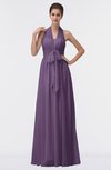 ColsBM Allie Chinese Violet Modest A-line Backless Floor Length Pleated Bridesmaid Dresses