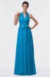 ColsBM Allie Cornflower Blue Modest A-line Backless Floor Length Pleated Bridesmaid Dresses
