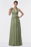 ColsBM Allie Moss Green Modest A-line Backless Floor Length Pleated Bridesmaid Dresses