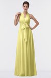 ColsBM Allie Pastel Yellow Modest A-line Backless Floor Length Pleated Bridesmaid Dresses