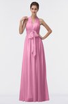 ColsBM Allie Pink Modest A-line Backless Floor Length Pleated Bridesmaid Dresses