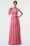 ColsBM Allie Watermelon Modest A-line Backless Floor Length Pleated Bridesmaid Dresses