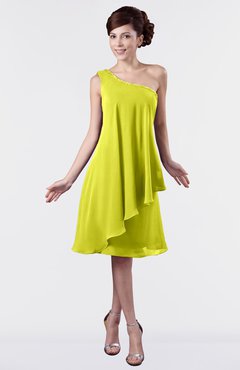 ColsBM Mallory Sulphur Spring Cute One Shoulder Zipper Knee Length Rhinestone Plus Size Bridesmaid Dresses