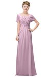 ColsBM Luna Baby Pink Casual A-line Square Short Sleeve Floor Length Plus Size Bridesmaid Dresses