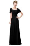 ColsBM Luna Black Casual A-line Square Short Sleeve Floor Length Plus Size Bridesmaid Dresses