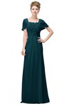 ColsBM Luna Blue Green Casual A-line Square Short Sleeve Floor Length Plus Size Bridesmaid Dresses