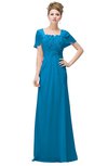 ColsBM Luna Cornflower Blue Casual A-line Square Short Sleeve Floor Length Plus Size Bridesmaid Dresses