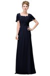 ColsBM Luna Dark Sapphire Casual A-line Square Short Sleeve Floor Length Plus Size Bridesmaid Dresses