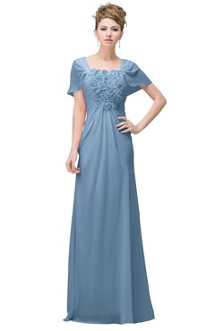 ColsBM Luna Dusty Blue Casual A-line Square Short Sleeve Floor Length Plus Size Bridesmaid Dresses