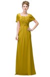ColsBM Luna Lemon Curry Casual A-line Square Short Sleeve Floor Length Plus Size Bridesmaid Dresses