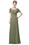 ColsBM Luna Moss Green Casual A-line Square Short Sleeve Floor Length Plus Size Bridesmaid Dresses