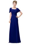 ColsBM Luna Nautical Blue Casual A-line Square Short Sleeve Floor Length Plus Size Bridesmaid Dresses