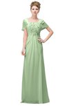 ColsBM Luna Pale Green Casual A-line Square Short Sleeve Floor Length Plus Size Bridesmaid Dresses