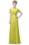 ColsBM Luna Pale Yellow Casual A-line Square Short Sleeve Floor Length Plus Size Bridesmaid Dresses