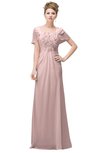 ColsBM Luna Pastel Pink Casual A-line Square Short Sleeve Floor Length Plus Size Bridesmaid Dresses