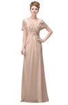 ColsBM Luna Peach Puree Casual A-line Square Short Sleeve Floor Length Plus Size Bridesmaid Dresses