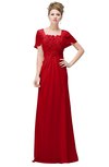 ColsBM Luna Red Casual A-line Square Short Sleeve Floor Length Plus Size Bridesmaid Dresses