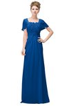ColsBM Luna Royal Blue Casual A-line Square Short Sleeve Floor Length Plus Size Bridesmaid Dresses
