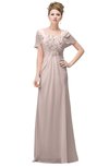 ColsBM Luna Silver Peony Casual A-line Square Short Sleeve Floor Length Plus Size Bridesmaid Dresses