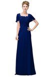 ColsBM Luna Sodalite Blue Casual A-line Square Short Sleeve Floor Length Plus Size Bridesmaid Dresses