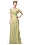 ColsBM Luna Soft Yellow Casual A-line Square Short Sleeve Floor Length Plus Size Bridesmaid Dresses