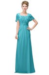 ColsBM Luna Turquoise Casual A-line Square Short Sleeve Floor Length Plus Size Bridesmaid Dresses