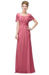 ColsBM Luna Watermelon Casual A-line Square Short Sleeve Floor Length Plus Size Bridesmaid Dresses