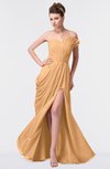ColsBM Gwen Apricot Elegant A-line Strapless Sleeveless Backless Floor Length Plus Size Bridesmaid Dresses