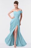 ColsBM Gwen Aqua Elegant A-line Strapless Sleeveless Backless Floor Length Plus Size Bridesmaid Dresses