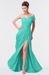 ColsBM Gwen Blue Turquoise Elegant A-line Strapless Sleeveless Backless Floor Length Plus Size Bridesmaid Dresses