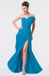 ColsBM Gwen Cornflower Blue Elegant A-line Strapless Sleeveless Backless Floor Length Plus Size Bridesmaid Dresses